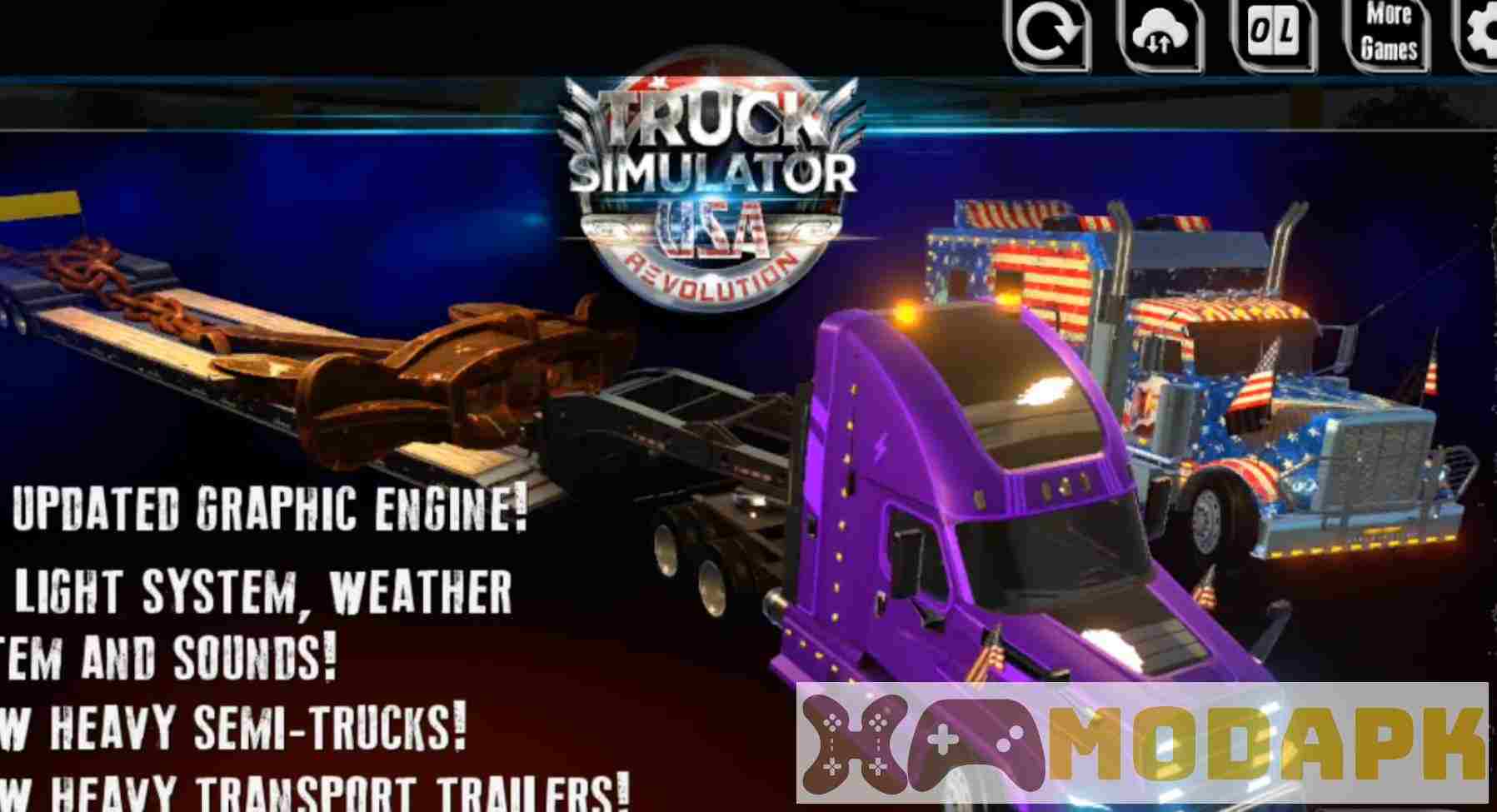 Hack Truck Simulator USA Revolution MOD (Menu Pro, Tiền Full, Vàng) APK 9.9.4