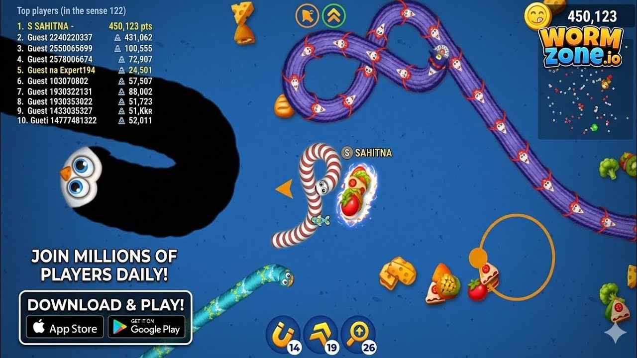 Worms Zone.io mod apk screenshot