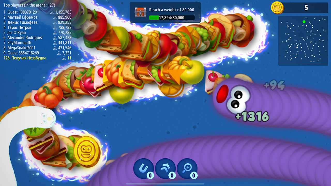 Worms Zone.io mod apk screenshot