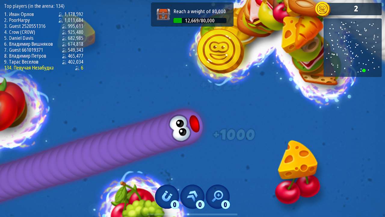Worms Zone.io mod apk screenshot