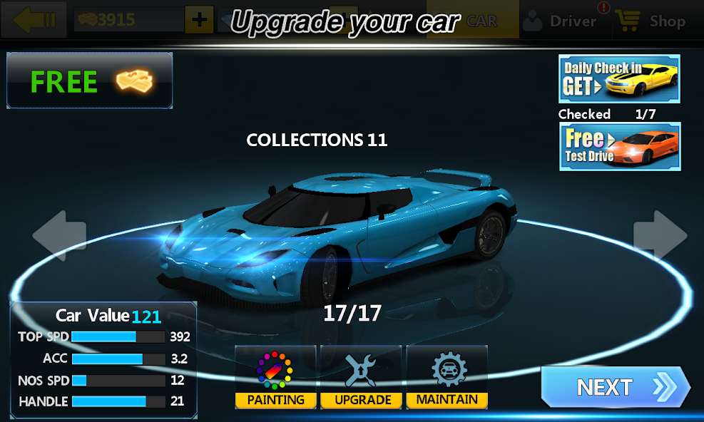 Complete missions to unlock cars, upgrade parts and decorate City Racing 3D MOD