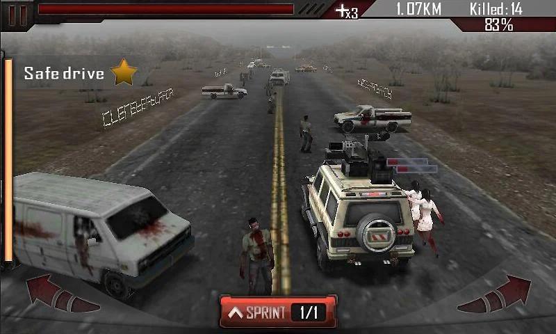 Challenge from easy to difficult, zombies are more numerous and have high damage Zombie Roadkill 3D