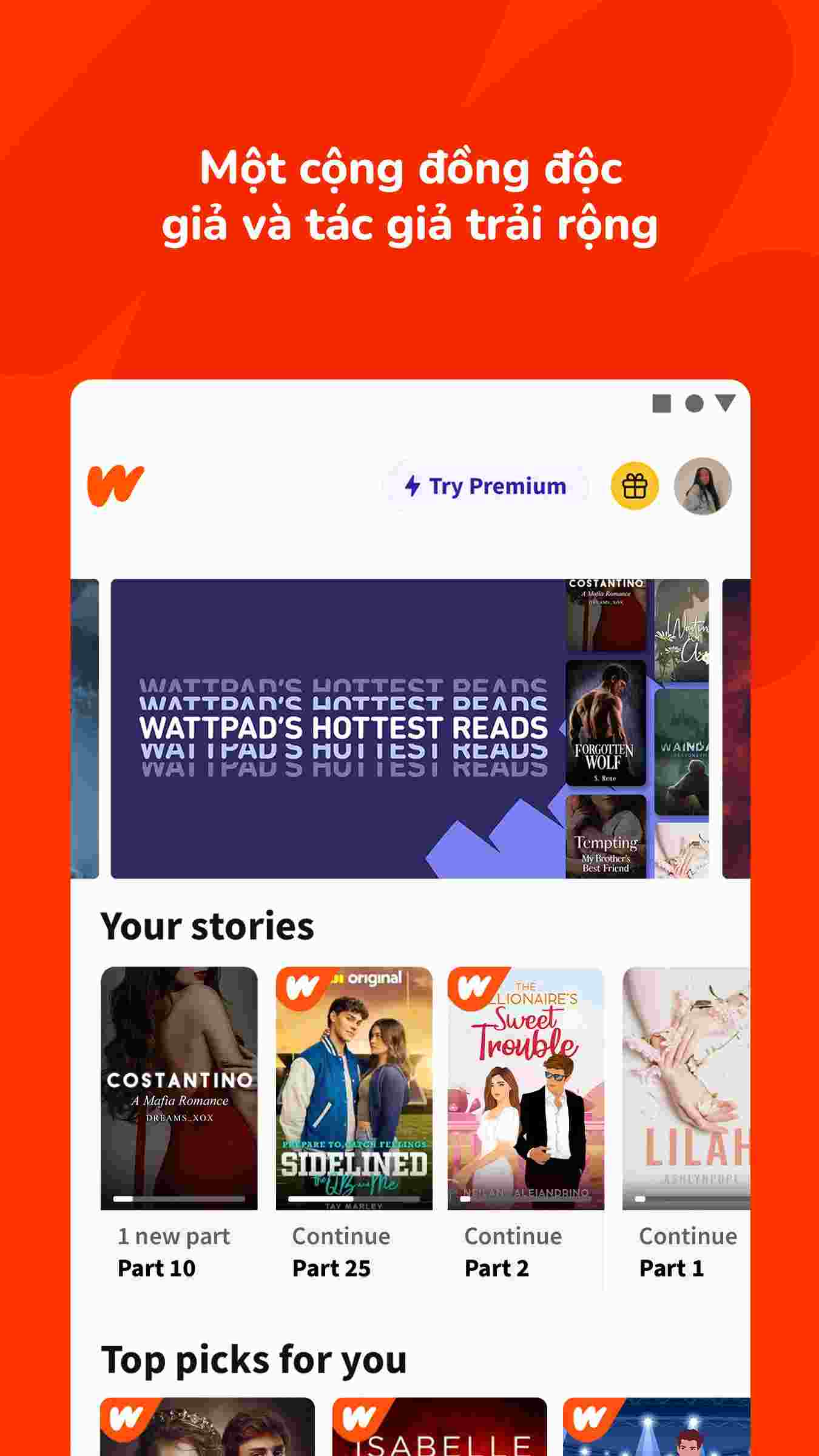 Wattpad mod apk screenshot